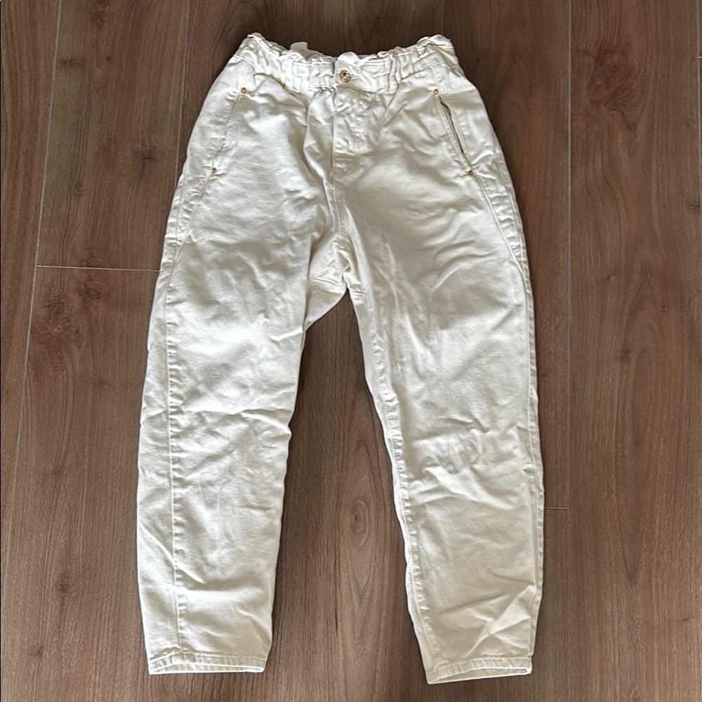 Zara Cream High-Waisted Pants
